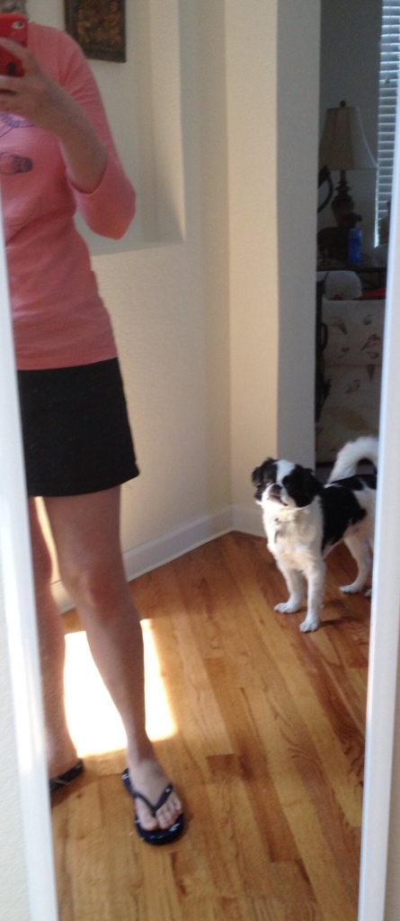 That's our Japanese Chin, Jack - he's probably thinking: why does she keep taking her pictures in front of that mirror? Crazy humans